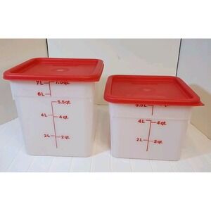 Cambro 6 QT & 7.5 QT Food Storage Container With  Red Lid Pantry Restaurant